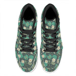 Frogs And Water Lilies Pattern Print High Top Leather Sneakers