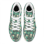 Frogs And Water Lilies Pattern Print High Top Leather Sneakers