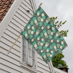 Frogs And Water Lilies Pattern Print House Flag