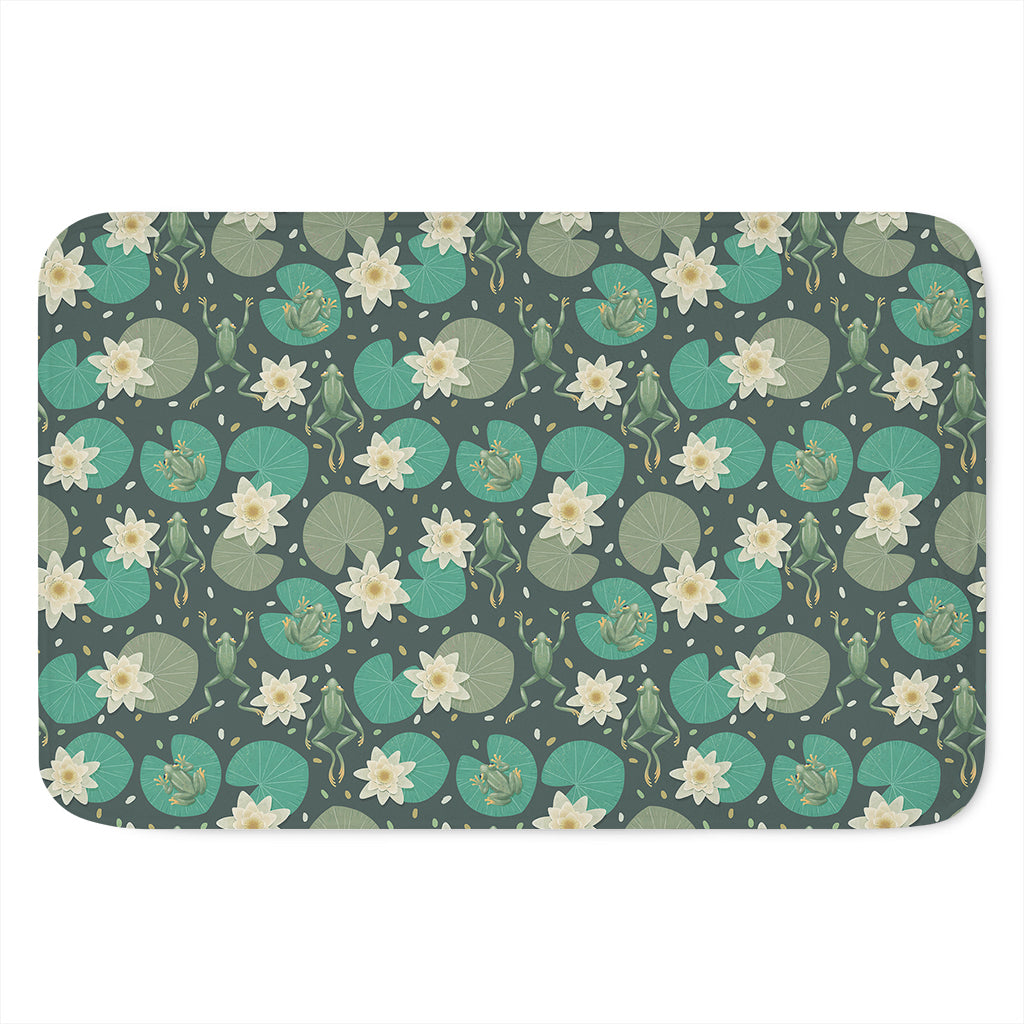 Frogs And Water Lilies Pattern Print Indoor Door Mat