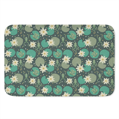 Frogs And Water Lilies Pattern Print Indoor Door Mat