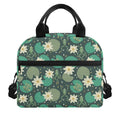 Frogs And Water Lilies Pattern Print Insulated Lunch Bag