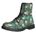 Frogs And Water Lilies Pattern Print Lace-Up Boots