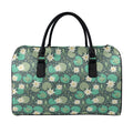 Frogs And Water Lilies Pattern Print Leather Duffel Bag