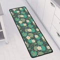 Frogs And Water Lilies Pattern Print Long Kitchen Mat