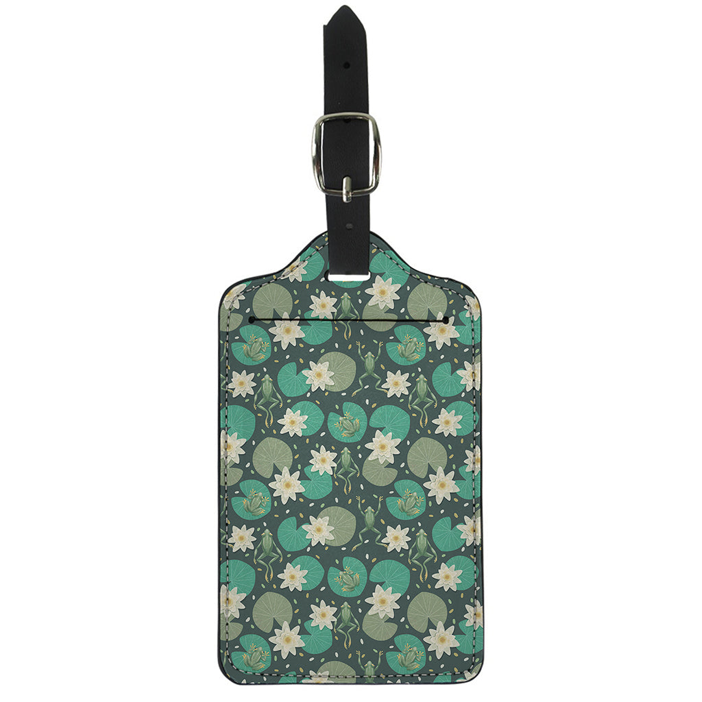 Frogs And Water Lilies Pattern Print Luggage Tag