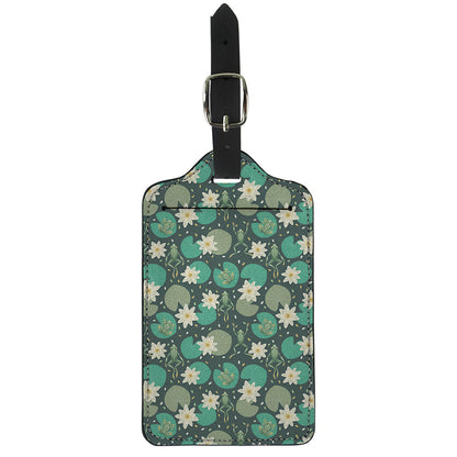 Frogs And Water Lilies Pattern Print Luggage Tag