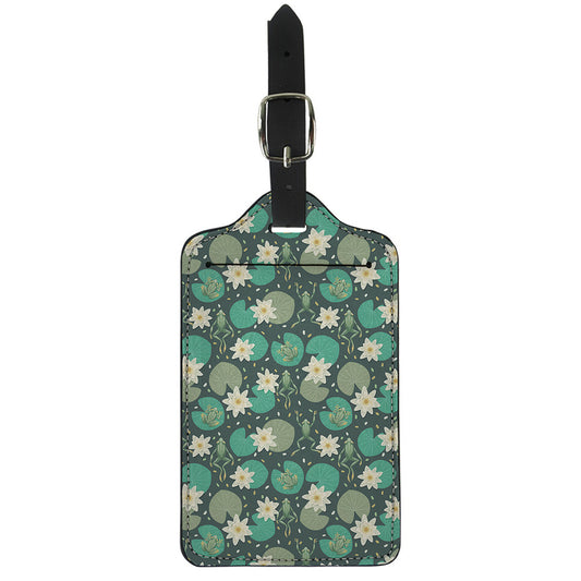 Frogs And Water Lilies Pattern Print Luggage Tag