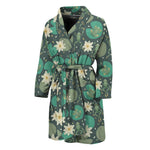 Frogs And Water Lilies Pattern Print Men's Bathrobe