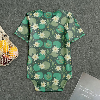 Frogs And Water Lilies Pattern Print Men's Bodysuit
