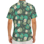 Frogs And Water Lilies Pattern Print Men's Deep V-Neck Shirt