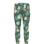 Frogs And Water Lilies Pattern Print Men's leggings