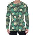 Frogs And Water Lilies Pattern Print Men's Long Sleeve T-Shirt