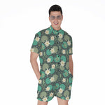 Frogs And Water Lilies Pattern Print Men's Rompers