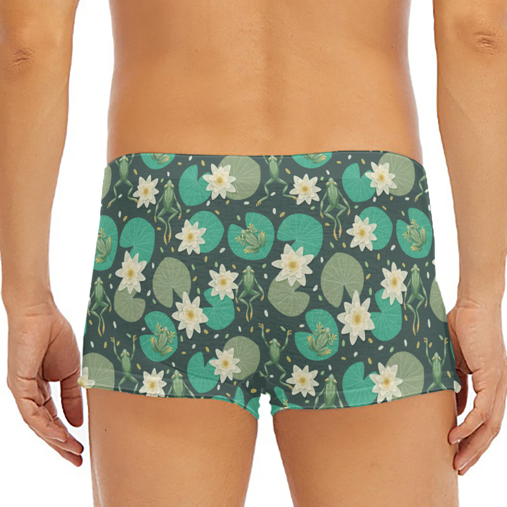 Frogs And Water Lilies Pattern Print Men's Short Boxer Briefs