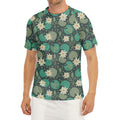 Frogs And Water Lilies Pattern Print Men's Short Sleeve Rash Guard