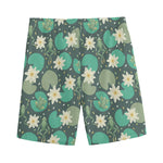 Frogs And Water Lilies Pattern Print Men's Sports Shorts