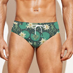 Frogs And Water Lilies Pattern Print Men's Swim Briefs