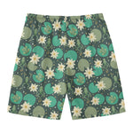 Frogs And Water Lilies Pattern Print Men's Swim Trunks