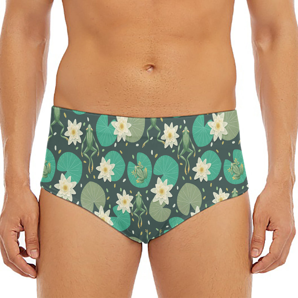 Frogs And Water Lilies Pattern Print Men's Triangle Swim Briefs