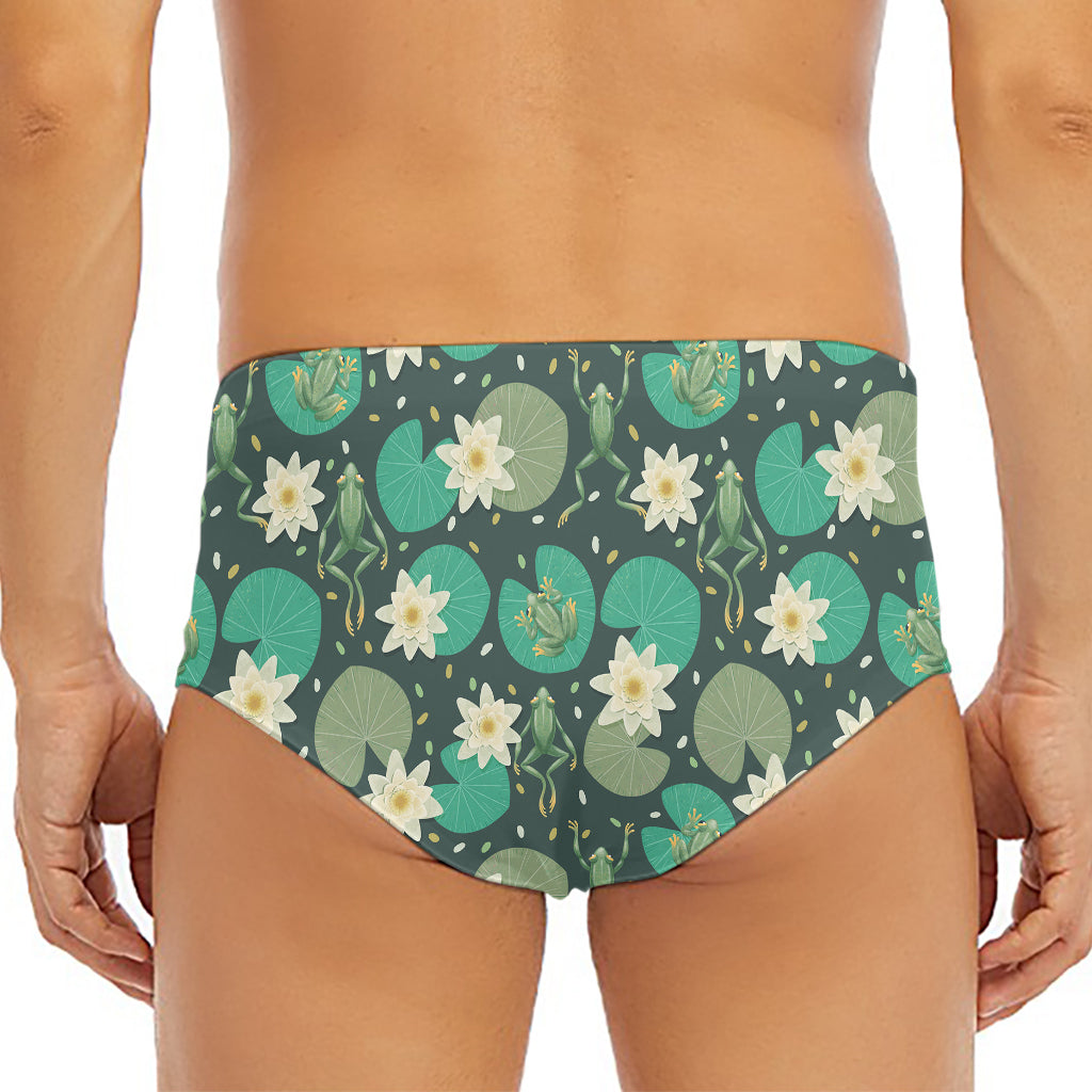 Frogs And Water Lilies Pattern Print Men's Triangle Swim Briefs