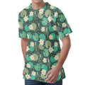 Frogs And Water Lilies Pattern Print Men's Velvet T-Shirt