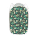 Frogs And Water Lilies Pattern Print Mesh Laundry Hamper