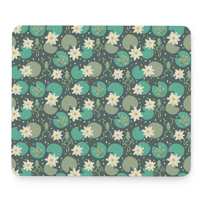 Frogs And Water Lilies Pattern Print Mouse Pad