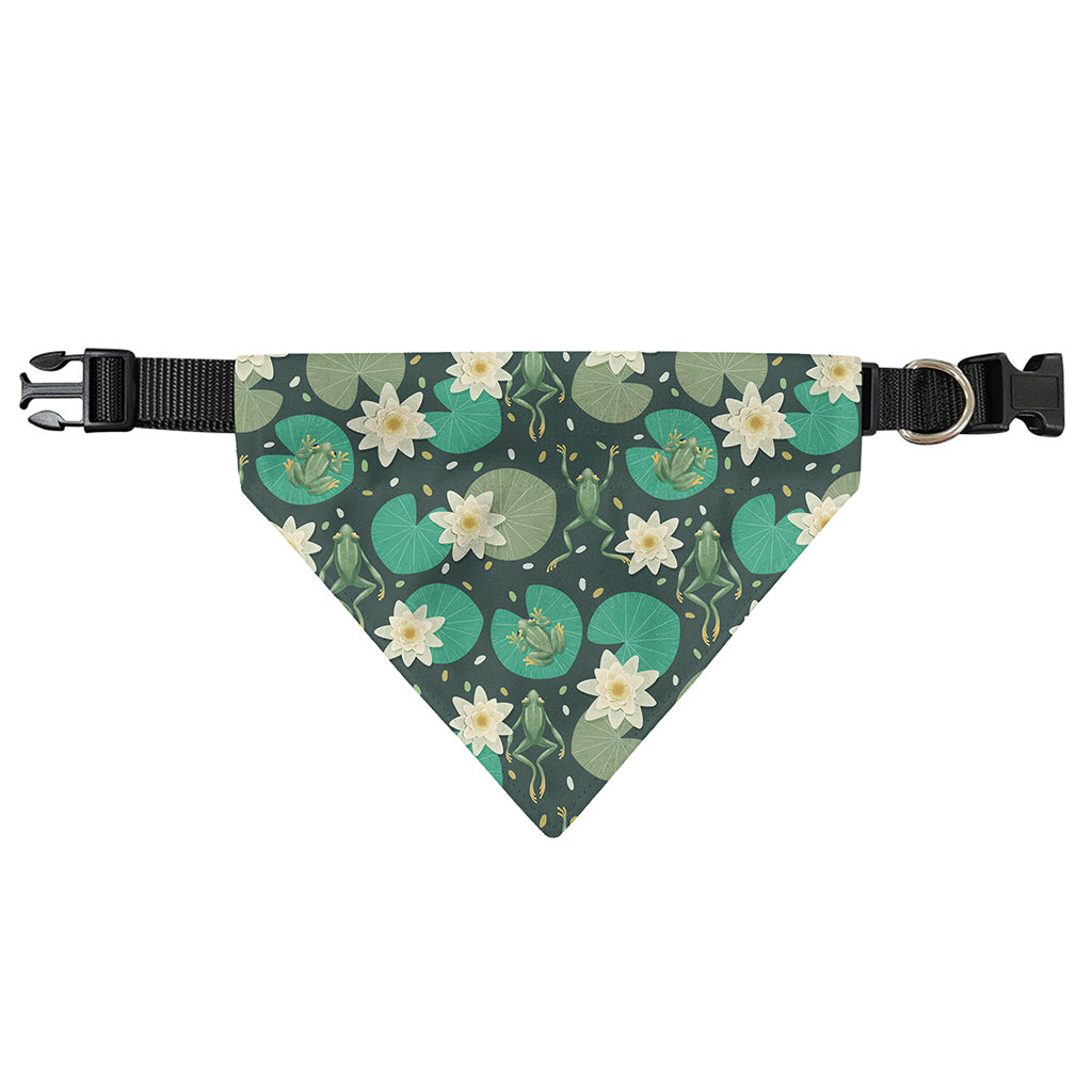 Frogs And Water Lilies Pattern Print Over The Collar Dog Bandana