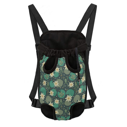 Frogs And Water Lilies Pattern Print Pet Carrier Backpack