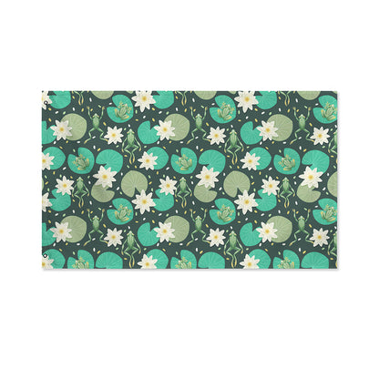 Frogs And Water Lilies Pattern Print Polyester Flag