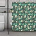 Frogs And Water Lilies Pattern Print Polyester Shower Curtain