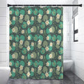 Frogs And Water Lilies Pattern Print Premium Shower Curtain