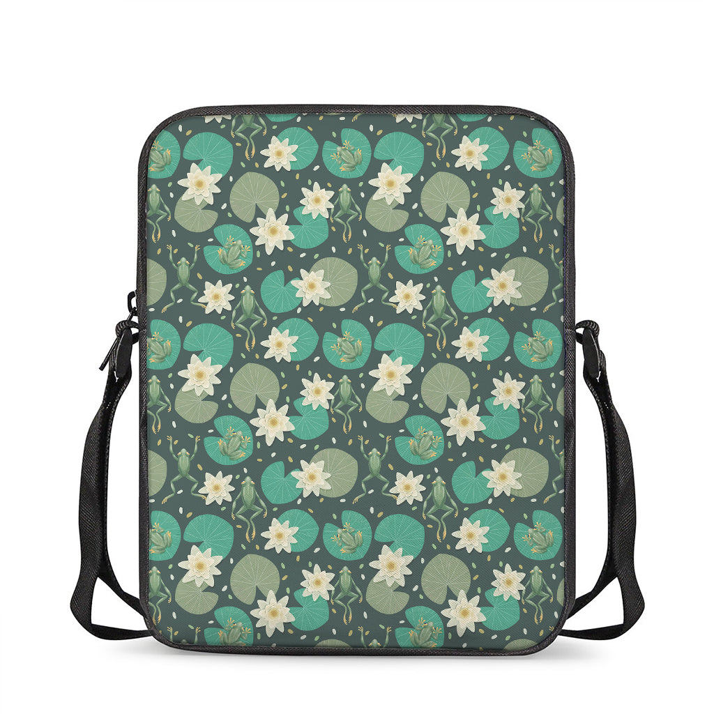 Frogs And Water Lilies Pattern Print Rectangular Crossbody Bag