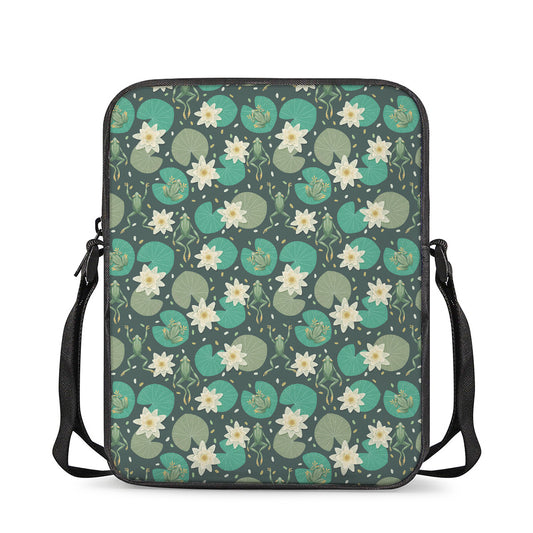 Frogs And Water Lilies Pattern Print Rectangular Crossbody Bag