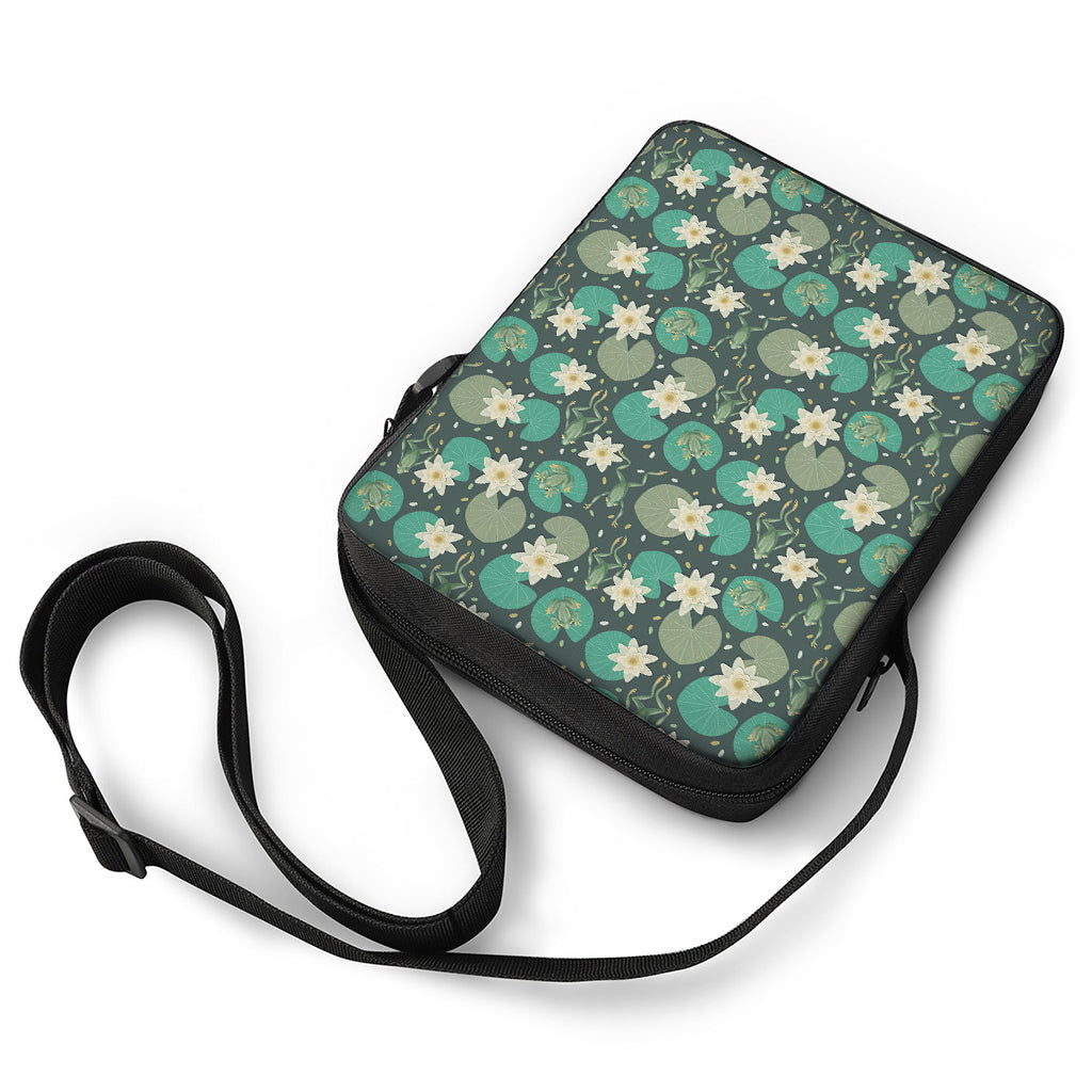 Frogs And Water Lilies Pattern Print Rectangular Crossbody Bag