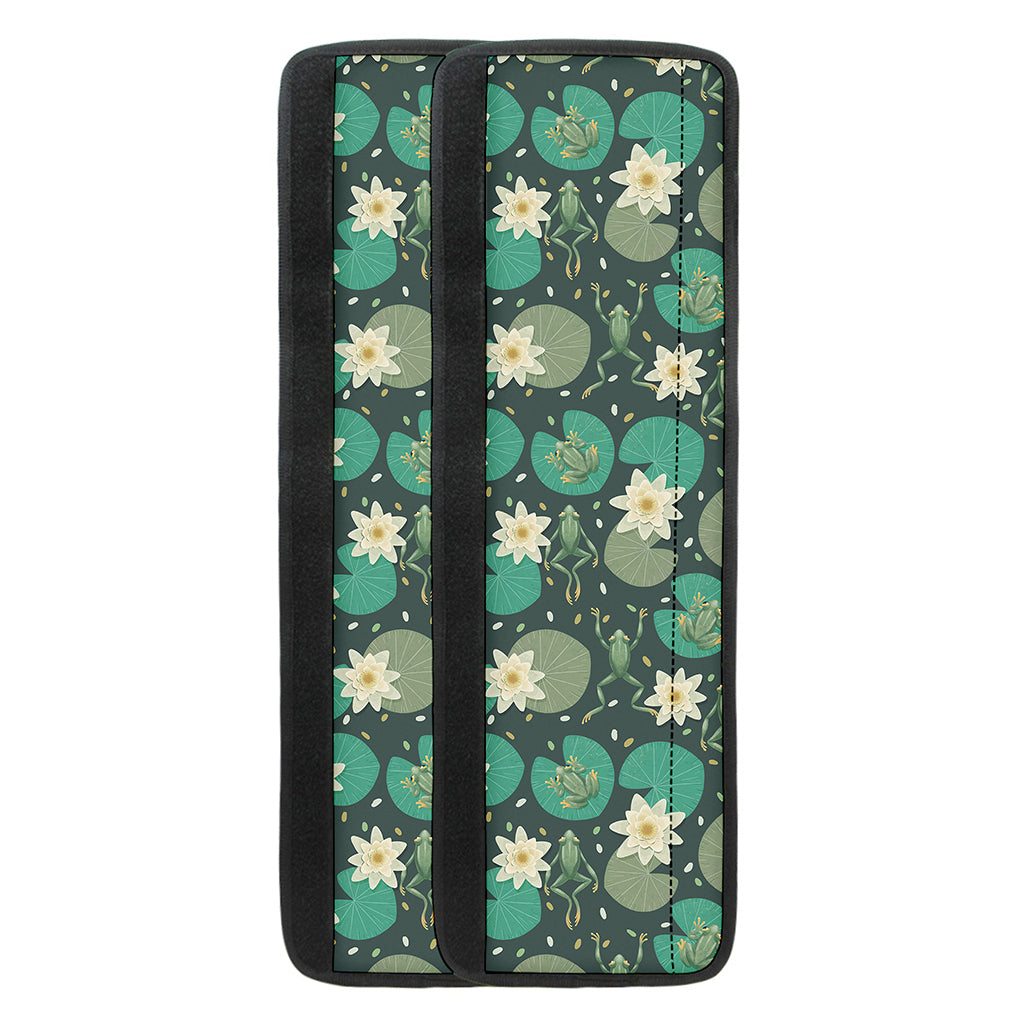 Frogs And Water Lilies Pattern Print Refrigerator Handle Covers