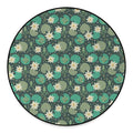 Frogs And Water Lilies Pattern Print Round Floor Mat