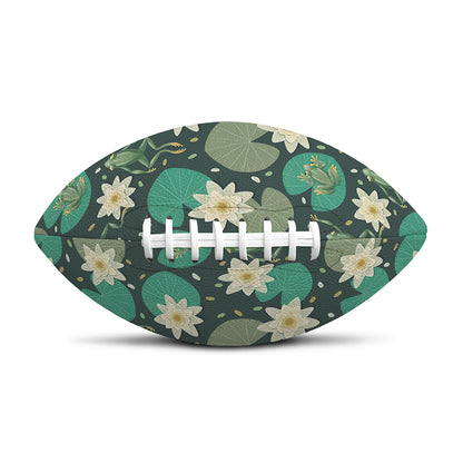 Frogs And Water Lilies Pattern Print Rugby Ball