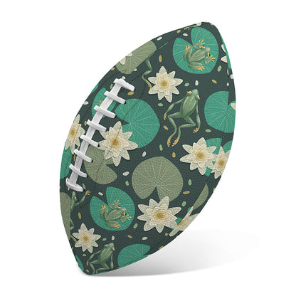 Frogs And Water Lilies Pattern Print Rugby Ball