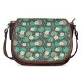 Frogs And Water Lilies Pattern Print Saddle Bag