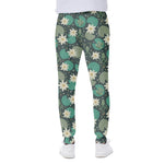 Frogs And Water Lilies Pattern Print Scuba Joggers
