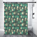 Frogs And Water Lilies Pattern Print Shower Curtain