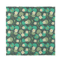 Frogs And Water Lilies Pattern Print Silk Bandana