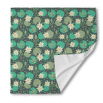 Frogs And Water Lilies Pattern Print Silk Bandana