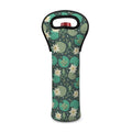 Frogs And Water Lilies Pattern Print Single Neoprene Wine Tote