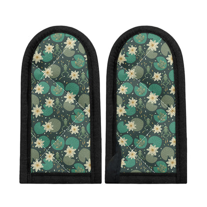 Frogs And Water Lilies Pattern Print Skillet Handle Cover