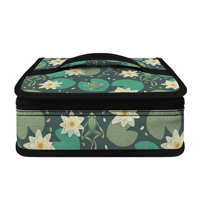 Frogs And Water Lilies Pattern Print Small Lunch Bag