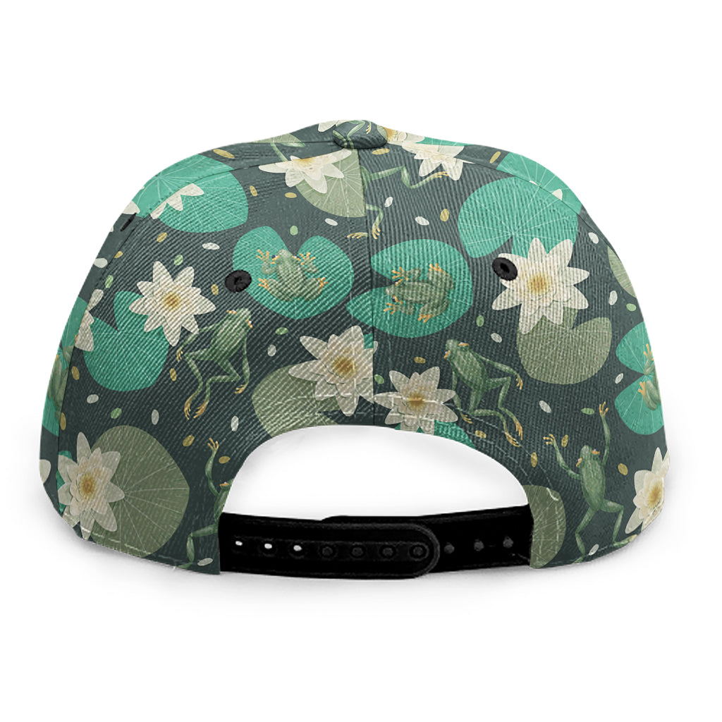 Frogs And Water Lilies Pattern Print Snapback Cap