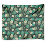 Frogs And Water Lilies Pattern Print Tapestry